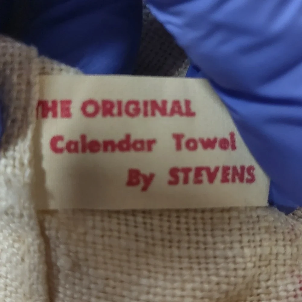 Vintage 1960 Stevens Linen Calendar Kitchen Tea Towel General Store Americana
